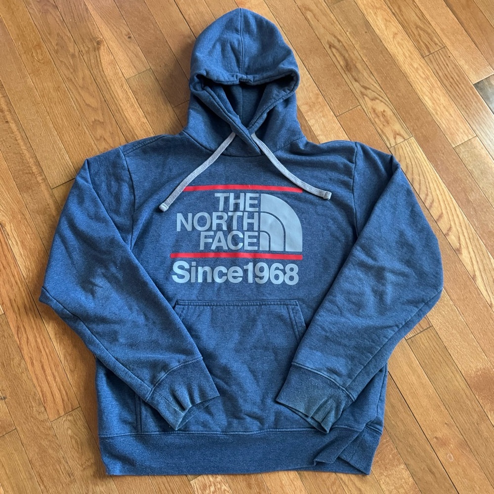 The North Face Men's Heather Navy Pullover Hoodie with Logo